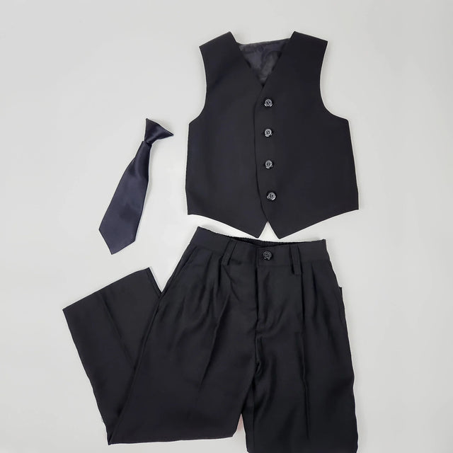 Aiden Four Piece Vest Set (Black/White) - APAMAH