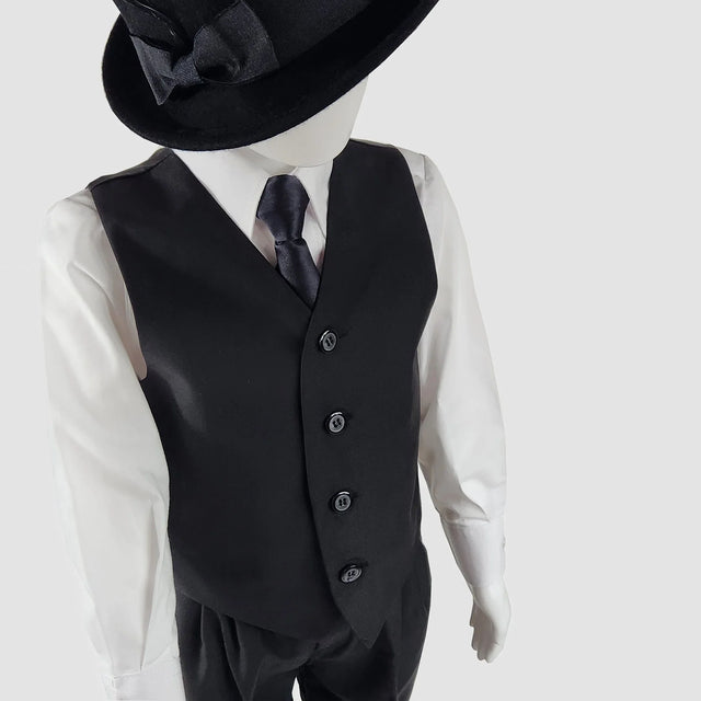 Aiden Four Piece Vest Set (Black/White) - APAMAH