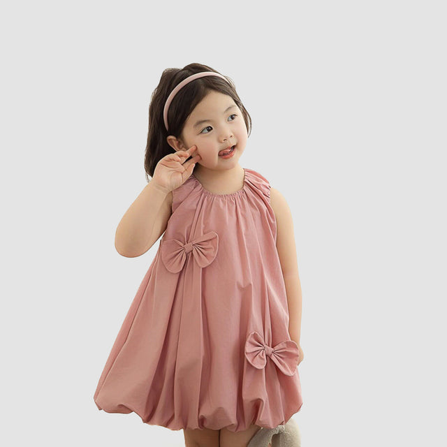 Cute Bow Baby Dress – 100% Cotton (pink)