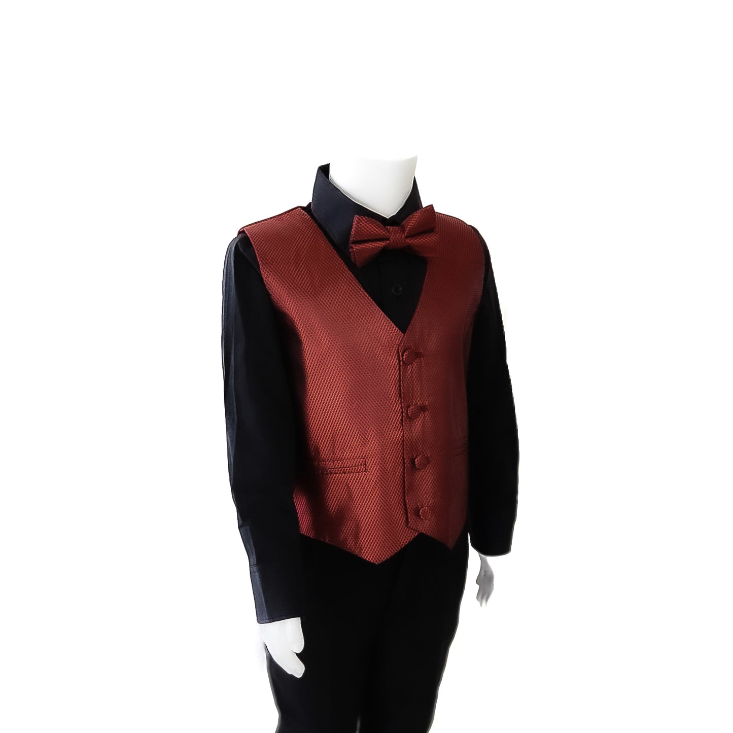 Satin Vest Set (Burgundy/Black)